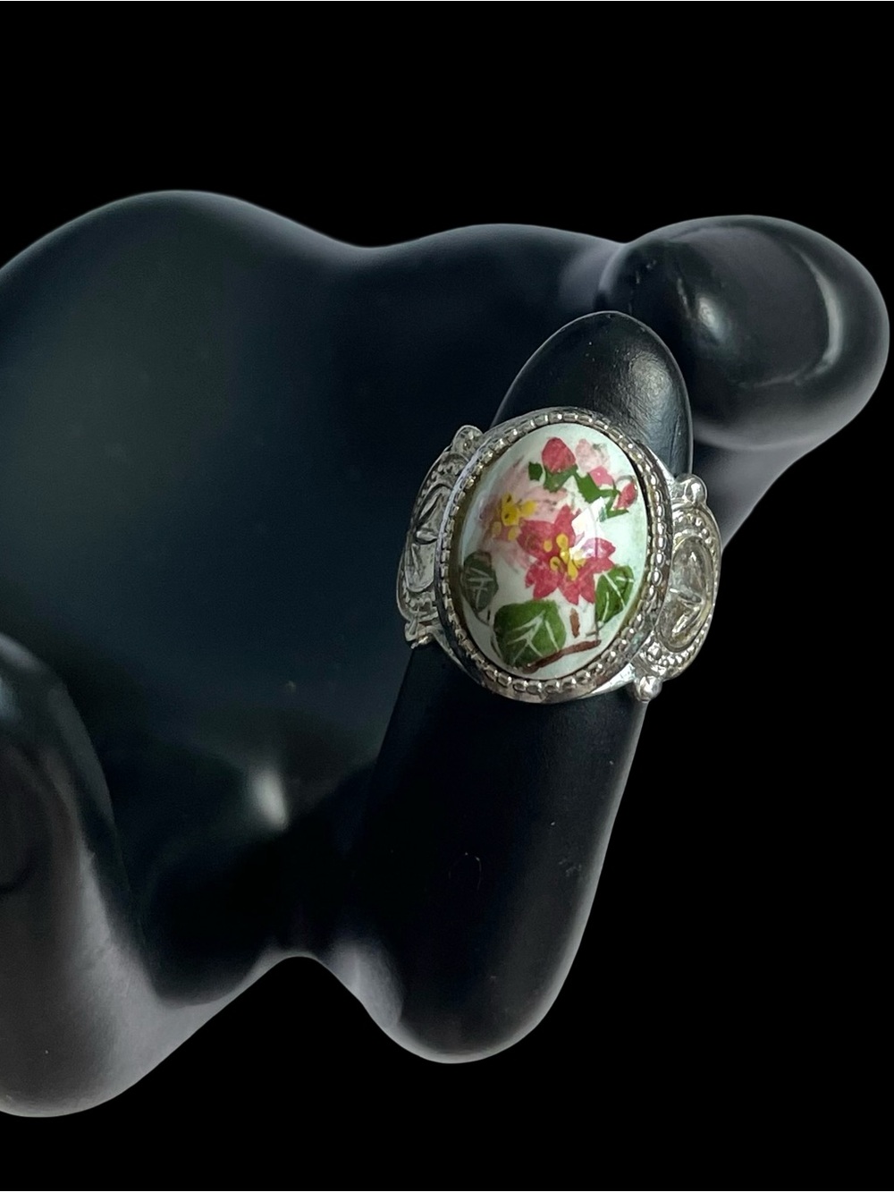 Vintage Upcycled Broken China Adjustable Ring